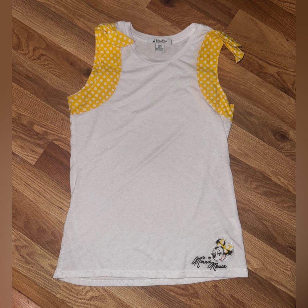 {Disney Parks} Minnie Mouse Tank Top with Yellow Polka Dots